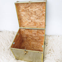 Metallic Chrome and Brass Sheet Metal Wood Trunks (Each Sold Separately)