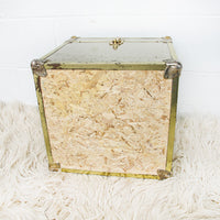 Metallic Chrome and Brass Sheet Metal Wood Trunks (Each Sold Separately)