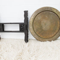 Brass Tray Top Table with Folding Wood Base