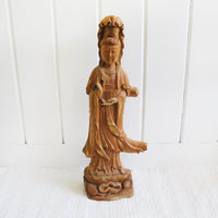Wood Carving of a Woman Sculpture Statue Buddah