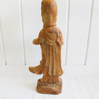 Wood Carving of a Woman Sculpture Statue Buddah