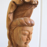 Wood Carving of a Woman Sculpture Statue Buddah