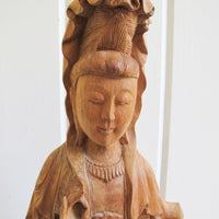 Wood Carving of a Woman Sculpture Statue Buddah