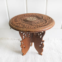 Teak Wood Table Plant Stand with Folding Base