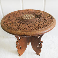 Teak Wood Table Plant Stand with Folding Base