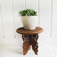 Teak Wood Table Plant Stand with Folding Base