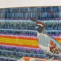 Desert Native Basket Woven Needle Point Embroidery Wall Tapestry with Wood and Glass Frame