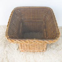 Wicker Coffee Side Table with Glass Top