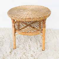 Wicker Side Table Plant Stand Two-Tier