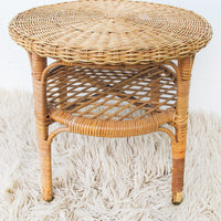 Wicker Side Table Plant Stand Two-Tier