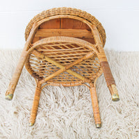 Wicker Side Table Plant Stand Two-Tier
