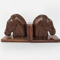 Wood Horse Bookends