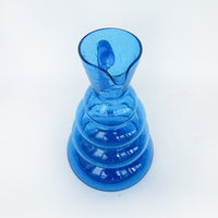 Wavy Blue Glass Serving Water Pitcher Vase