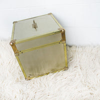 Metallic Chrome and Brass Sheet Metal Wood Trunks (Each Sold Separately)