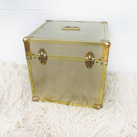 Metallic Chrome and Brass Sheet Metal Wood Trunks (Each Sold Separately)
