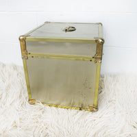 Metallic Chrome and Brass Sheet Metal Wood Trunks (Each Sold Separately)