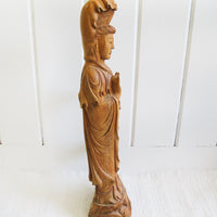 Wood Carving of a Woman Sculpture Statue Buddah