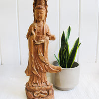 Wood Carving of a Woman Sculpture Statue Buddah