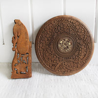 Teak Wood Table Plant Stand with Folding Base