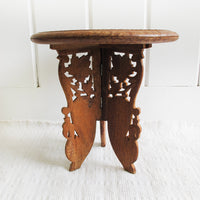 Teak Wood Table Plant Stand with Folding Base