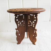 Teak Wood Table Plant Stand with Folding Base