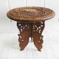 Teak Wood Table Plant Stand with Folding Base