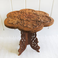 Teak Wood Table Plant Stand with Folding Base