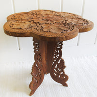 Teak Wood Table Plant Stand with Folding Base