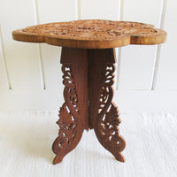 Teak Wood Table Plant Stand with Folding Base