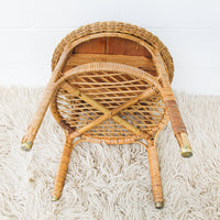 Wicker Side Table Plant Stand Two-Tier