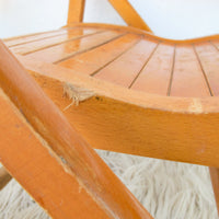 Childrens Kids Slatted Wood Folding Chairs Set of Two