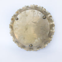Scalloped Edge Brass Serving Tray with Floral Etched Detail