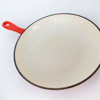 Enamelware Cast Iron Skillet in Orange and White