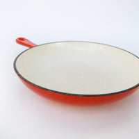 Enamelware Cast Iron Skillet in Orange and White