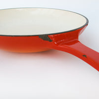 Enamelware Cast Iron Skillet in Orange and White