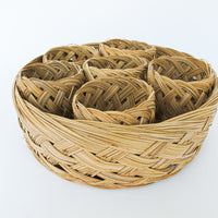 Set of Six Woven Cup Koozies and Tray