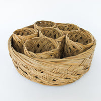 Set of Six Woven Cup Koozies and Tray