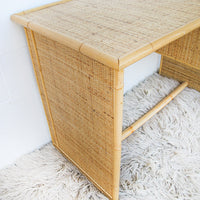Italian Bamboo Rattan Desk with Two Drawers