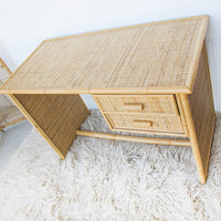 Italian Bamboo Rattan Desk with Two Drawers
