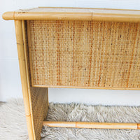 Italian Bamboo Rattan Desk with Two Drawers