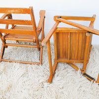 Childrens Kids Slatted Wood Folding Chairs Set of Two