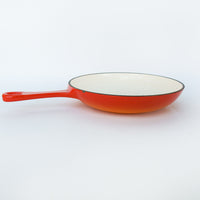Enamelware Cast Iron Skillet in Orange and White