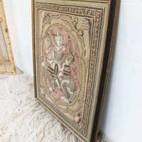 Thai Hand Embroidery Wall Art in Pastel colors