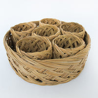 Set of Six Woven Cup Koozies and Tray