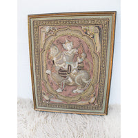 Thai Hand Embroidery Wall Art in Pastel colors