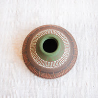 Navajo Pottery Vase in Green, Terracotta, White