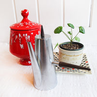 Volcano Cookie Jar With Lid Drip Glaze Red with Black and White Speckled Made in the USA