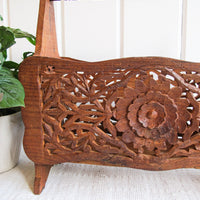 Teak Sheesham Rose Wood Magazine Rack Storage Basket