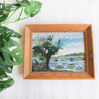 Mountain Landscape Painting with Original Wood Frame