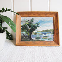 Mountain Landscape Painting with Original Wood Frame
